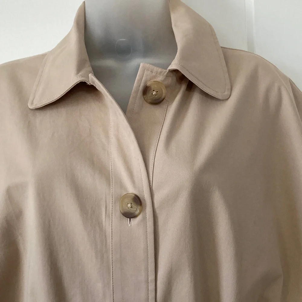Tan Cape Jacket ,Poncho! Belted,Size -XS/S, lined, 97% cotton, 3% spandex - Picture 3 of 11